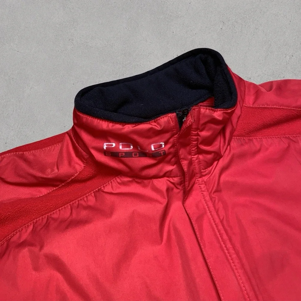Vintage Polo Sport Ralph Lauren Fleece Lined Jacket Men's XL Red Full Zip